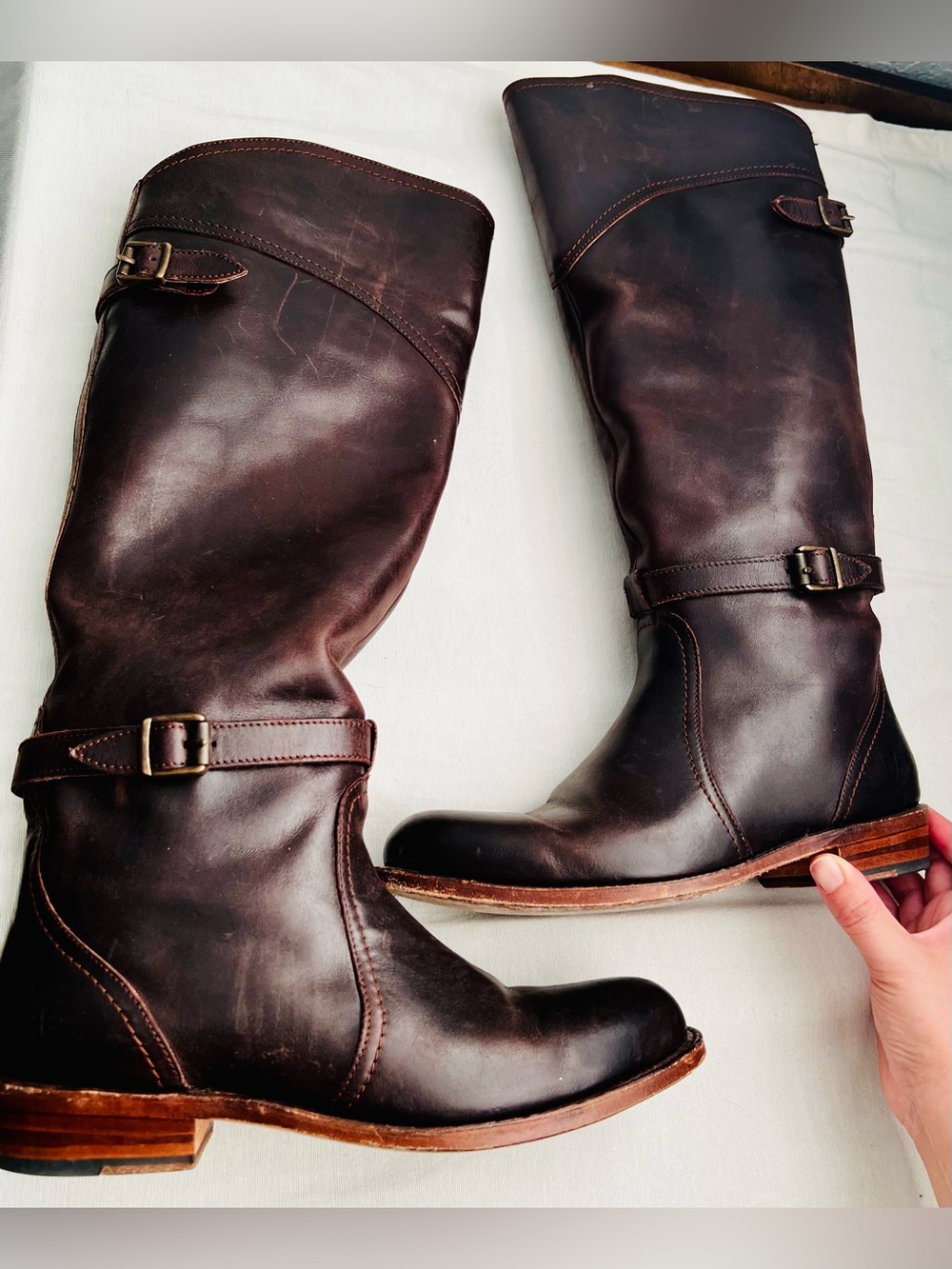 Frye Dorado Size 7 Tall Leather Riding Boots - Dark Brown